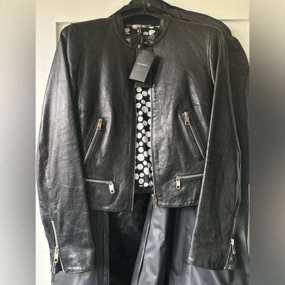 Dolce & Gabbana Woman's Black Leather Jacket, Size 42 - Picture 6 of 13